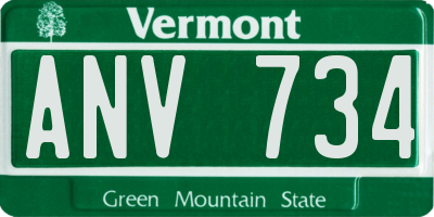 VT license plate ANV734