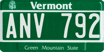 VT license plate ANV792