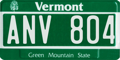 VT license plate ANV804