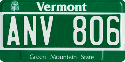 VT license plate ANV806