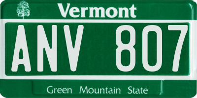 VT license plate ANV807
