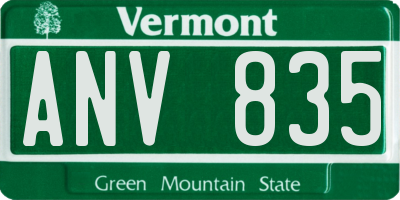 VT license plate ANV835