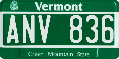 VT license plate ANV836