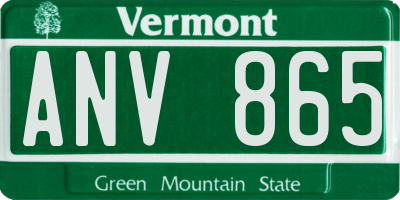 VT license plate ANV865