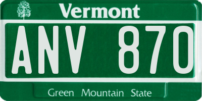 VT license plate ANV870