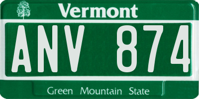 VT license plate ANV874
