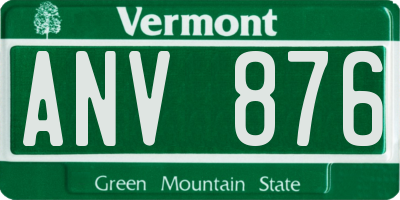 VT license plate ANV876
