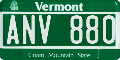 VT license plate ANV880