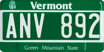 VT license plate ANV892