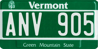 VT license plate ANV905