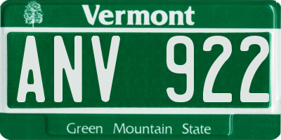 VT license plate ANV922