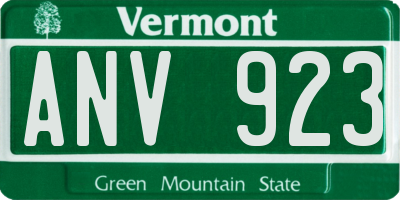 VT license plate ANV923