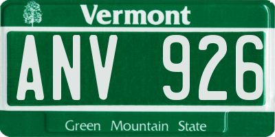 VT license plate ANV926