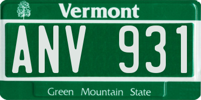 VT license plate ANV931