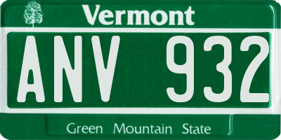 VT license plate ANV932