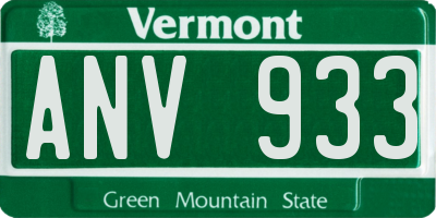 VT license plate ANV933
