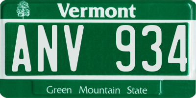 VT license plate ANV934