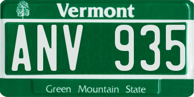VT license plate ANV935