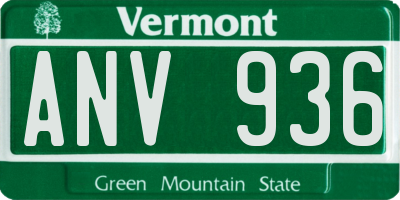 VT license plate ANV936