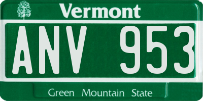 VT license plate ANV953