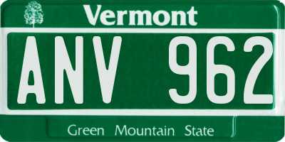 VT license plate ANV962