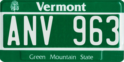 VT license plate ANV963