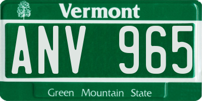 VT license plate ANV965