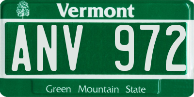VT license plate ANV972
