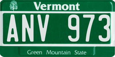 VT license plate ANV973