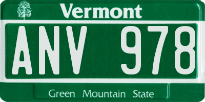 VT license plate ANV978