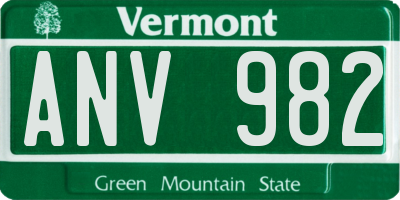 VT license plate ANV982