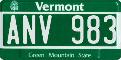 VT license plate ANV983