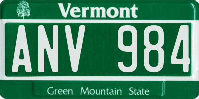 VT license plate ANV984