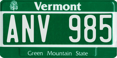 VT license plate ANV985