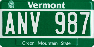 VT license plate ANV987