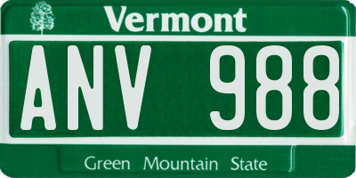 VT license plate ANV988