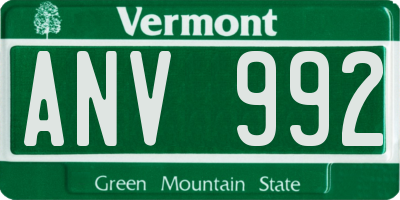 VT license plate ANV992