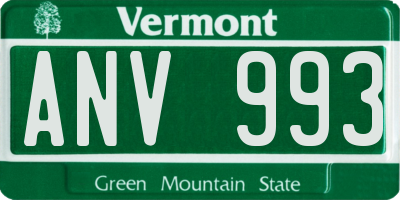 VT license plate ANV993