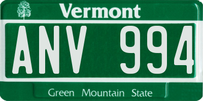 VT license plate ANV994
