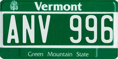 VT license plate ANV996