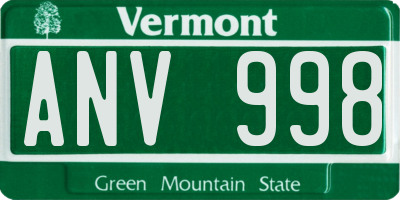 VT license plate ANV998