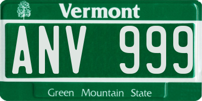 VT license plate ANV999