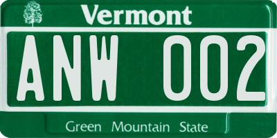 VT license plate ANW002