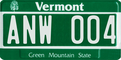 VT license plate ANW004