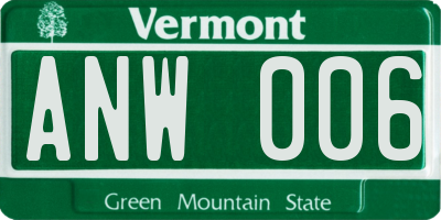 VT license plate ANW006