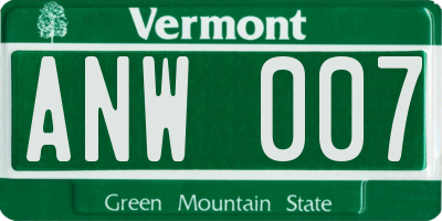 VT license plate ANW007