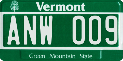 VT license plate ANW009