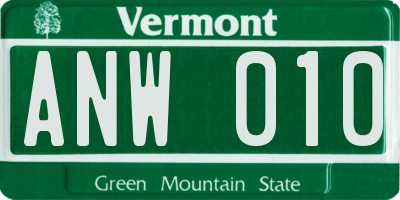 VT license plate ANW010
