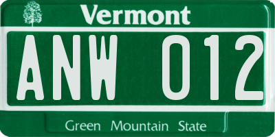 VT license plate ANW012