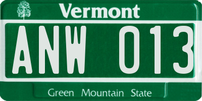 VT license plate ANW013